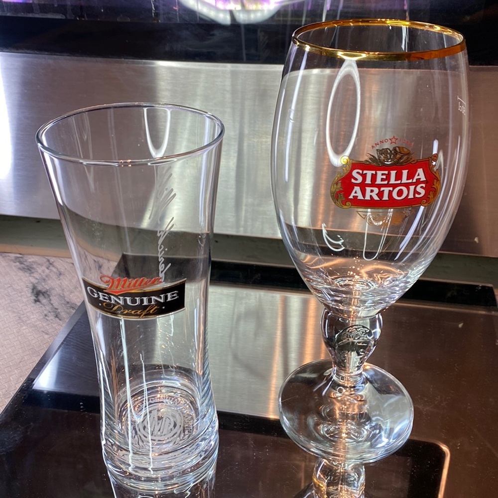 Stella Artois CHALICE & Premium Miller Pilsner Glass SET Exquisite! Vintage! 🎄